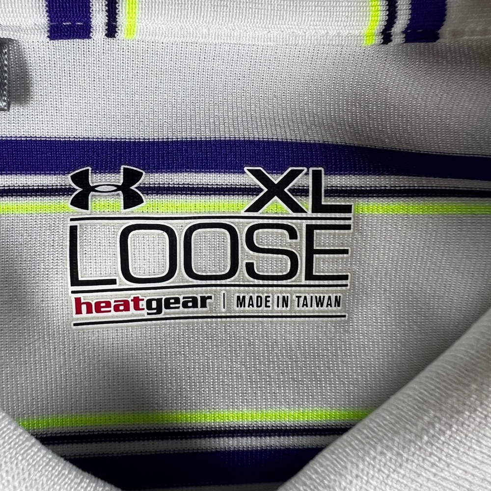 Under Armour HeatGear Polo Shirt Mens XL Green Striped Short Sleeve Golf Outdoor - Picture 6 of 11